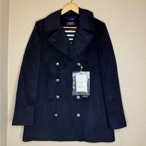 Saint James Navy Blue Pea Coat